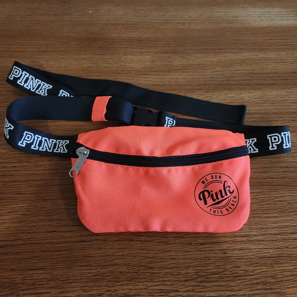 PINK Victoria's Secret Running Belt Bag Fanny Pack in Bright Pink, Black White